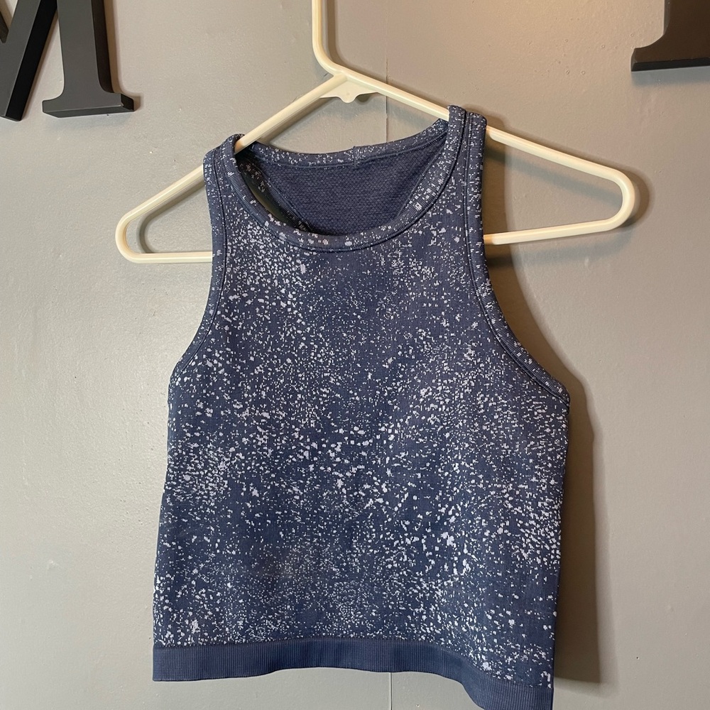 lululemon athletica Navy Blue Speckled Crop Tank